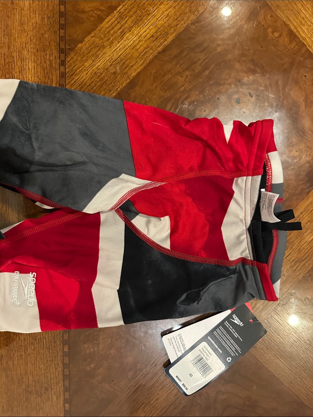 Speedo Red, Black & White Colorblock Swim Jammer